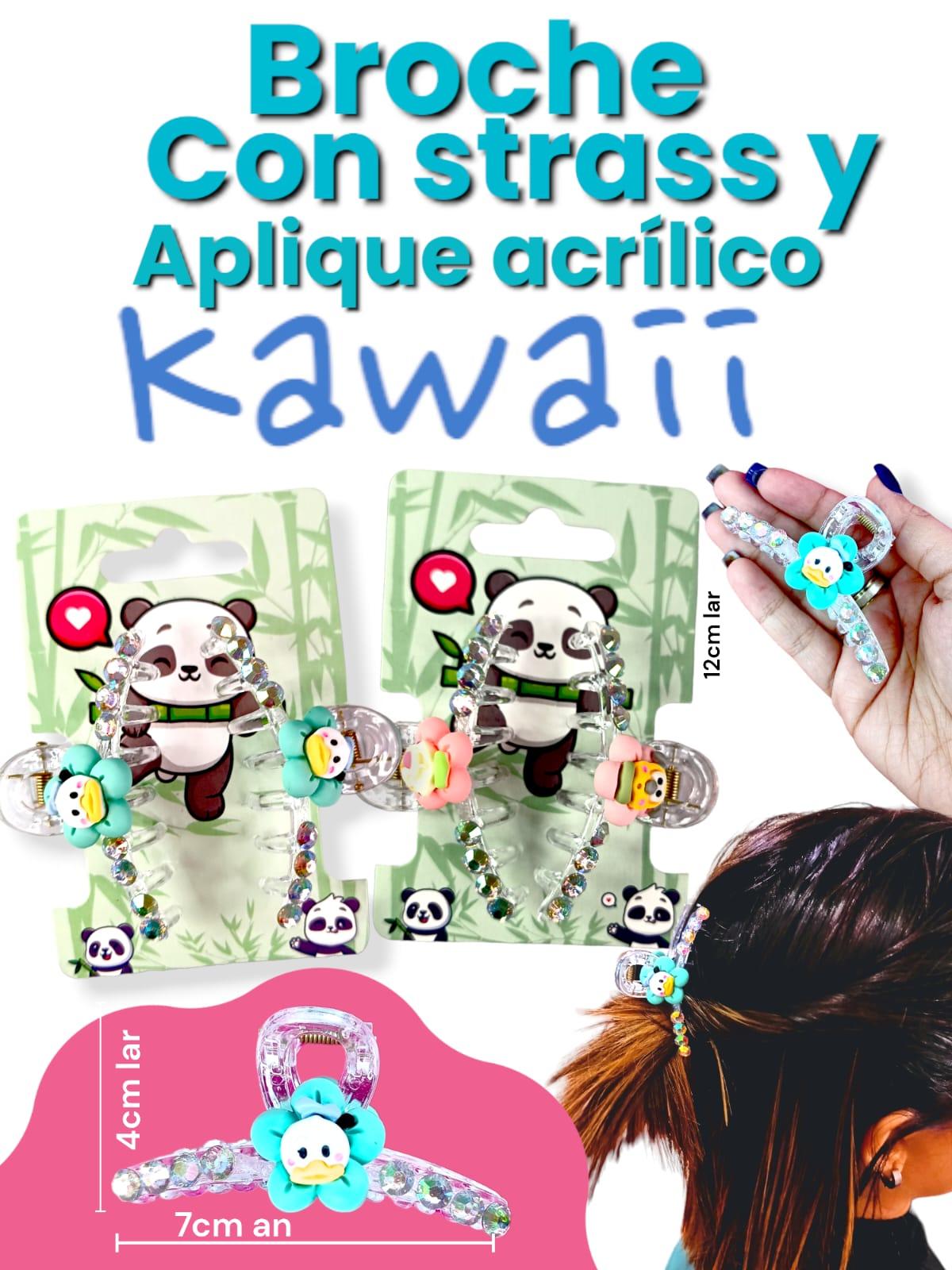 Set de 2 Broche Con Strass y Aplique Acrilico KAWAII